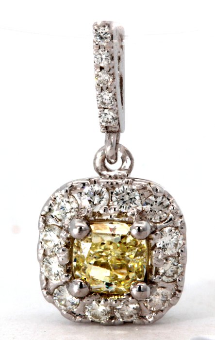 Vedhæng - 14 karat Hvidguld -  0.65ct. tw. Diamant (Natur) - Diamant - Nat Fancy Intense gul