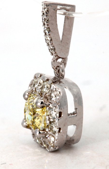 Vedhæng - 14 karat Hvidguld -  0.65ct. tw. Diamant (Natur) - Diamant - Nat Fancy Intense gul