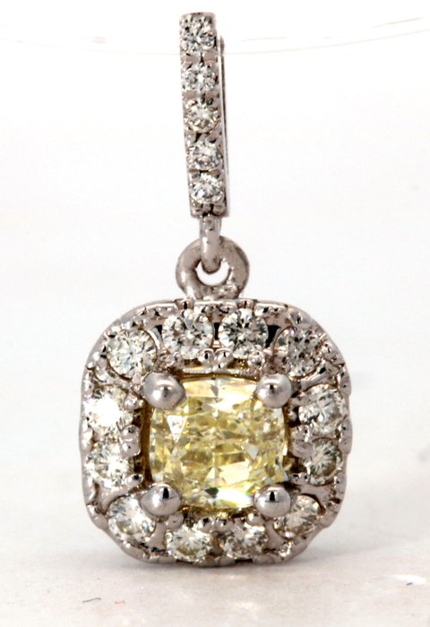 Vedhæng - 14 karat Hvidguld -  0.65ct. tw. Diamant (Natur) - Diamant - Nat Fancy Intense gul