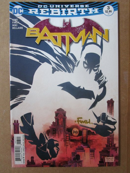 Batman 3 - DC Universe rebirth Batman - signed by David Finch - 1 Signed comic - 2024