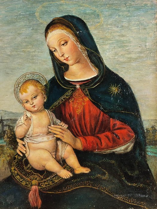 Scuola italiana (XIX), seguace di Pinturicchio - Madonna con Bambino