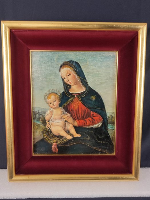 Scuola italiana (XIX), seguace di Pinturicchio - Madonna con Bambino