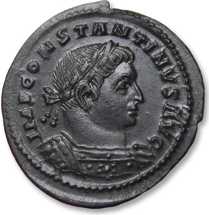 Romarriket. Constantine I (AD 306-337). Follis Treveri (Trier) mint 310-313 A.D. - MARTI CONSERVATORI - scarce/rare double portrait coin