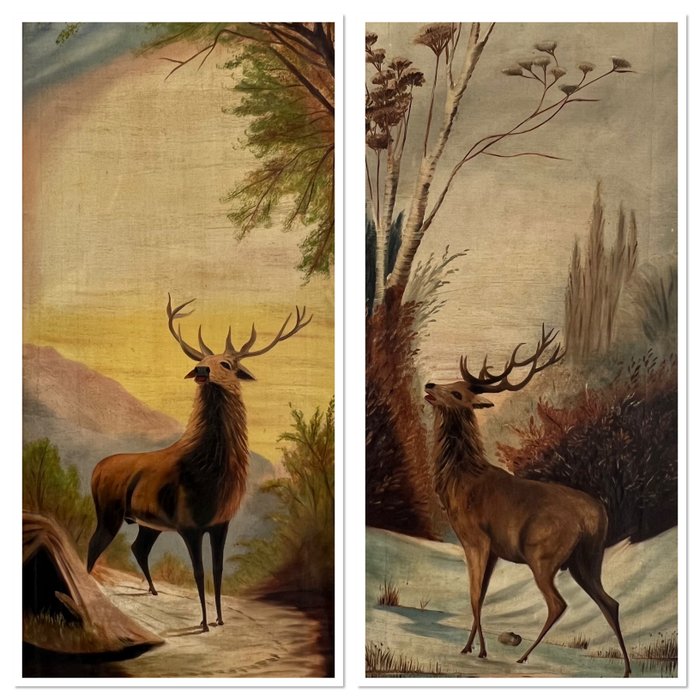 J Bucks (XlX-XX) - A stag in a summer and winter landscape