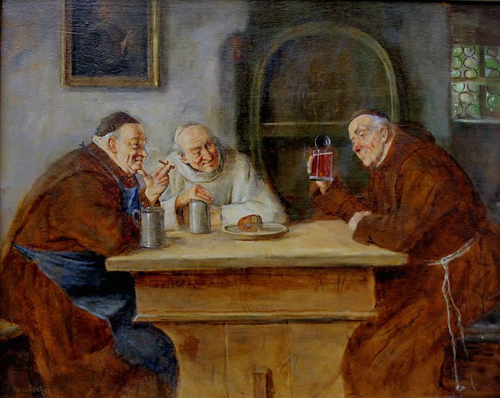 Hans Kratzer (1874 - after 1927) - Monks in the cellar