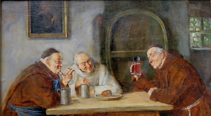 Hans Kratzer (1874 - after 1927) - Monks in the cellar