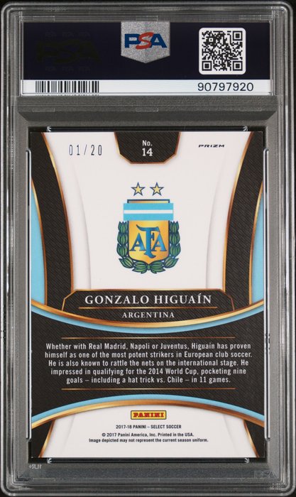 2017 Panini Select Gonzalo Higuain #14 Camo 01/20 PSA 8 Graded card