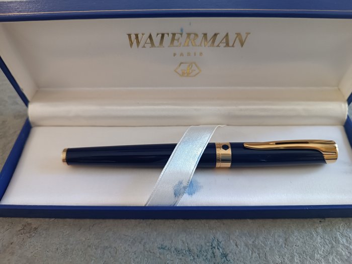 Waterman - Rollerball Waterman Alta gama l'Etalon resina azul y plaqué oro. Años 2022 - Rollerpen