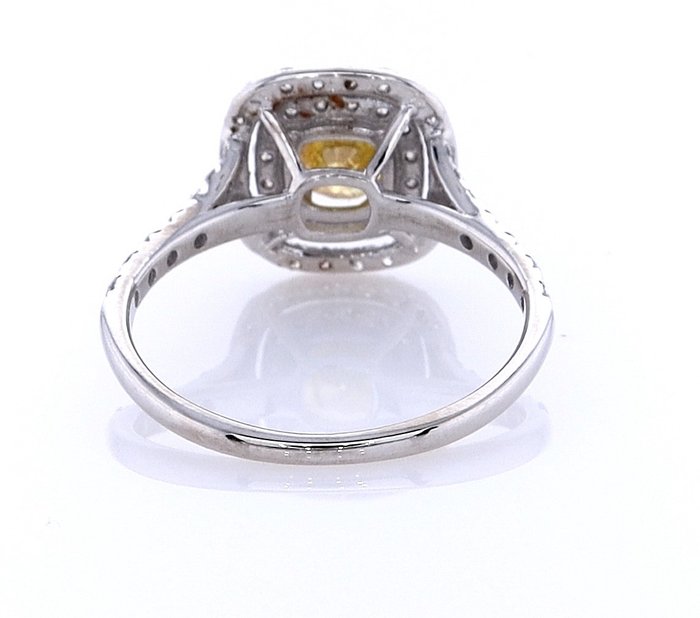 Ring - 14 karat Hvidguld -  0.53ct. tw. Gul Diamant (Naturfarvet) - Diamant