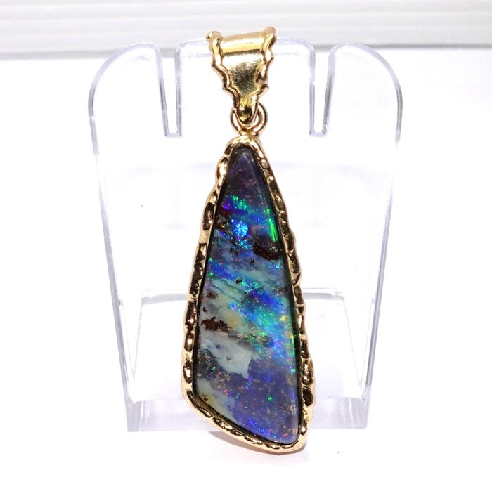 Vedhæng - 18 kraat Gulguld -  11.00ct. tw. Opal - 11 karat Naturlig Boulder Opal