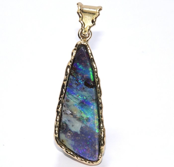 Vedhæng - 18 kraat Gulguld -  11.00ct. tw. Opal - 11 karat Naturlig Boulder Opal