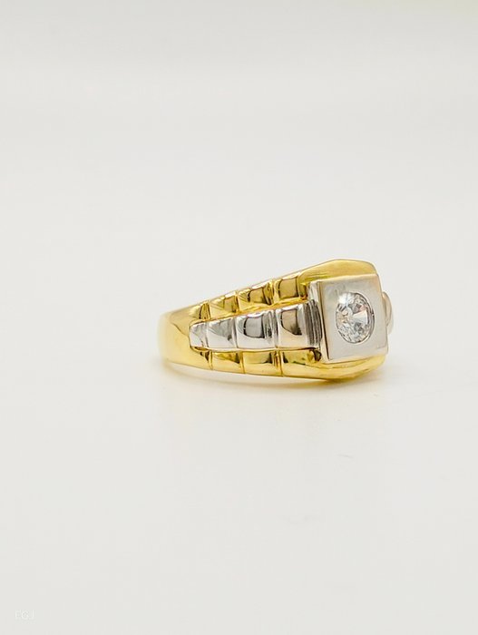 Ring - 18 kraat Gulguld, Hvidguld Diamant (Natur)