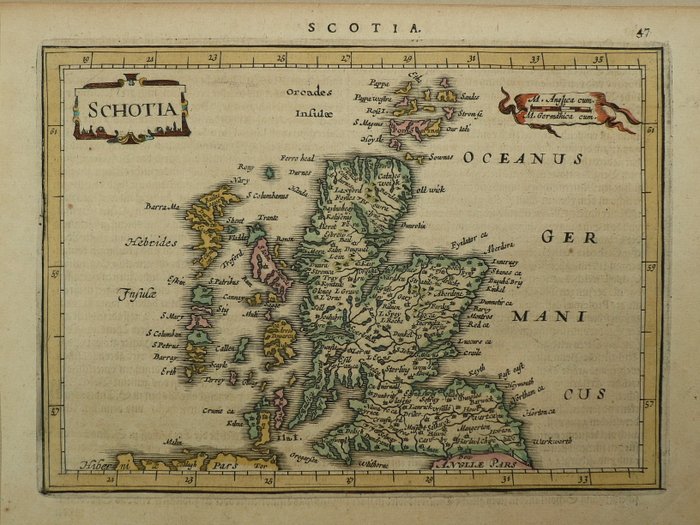 Europa - UK / Skotland / Glasgow / Edinburgh; Jodocus Hondius / Johannes Janssonius - Scotia - 1621-1650