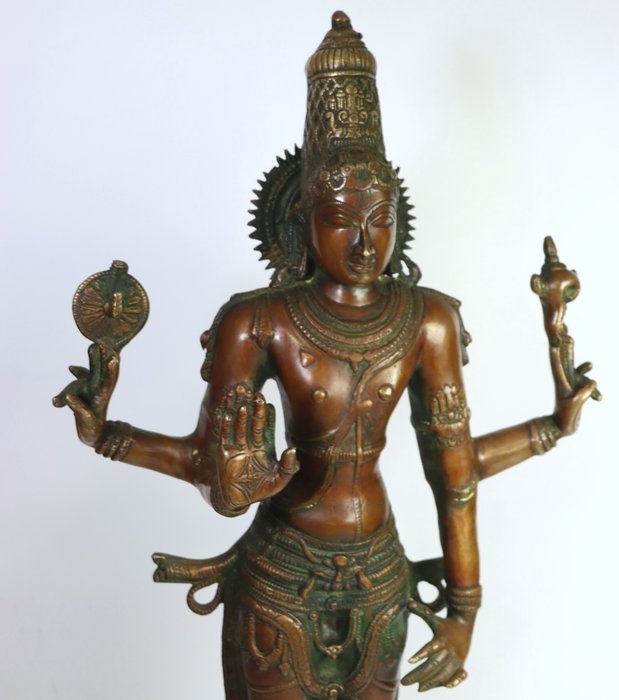 Statue, Groot beeld Vishnu (76 cm.) - 76 cm - Bronze - 1970