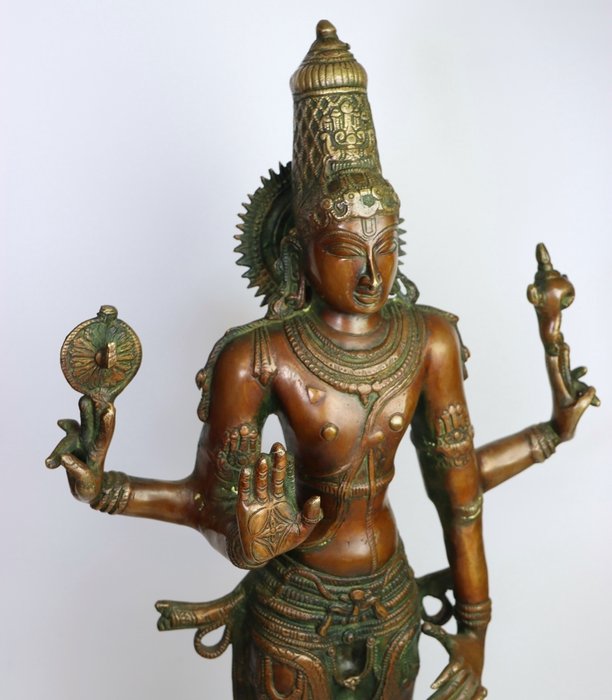 Statue, Groot beeld Vishnu (76 cm.) - 76 cm - Bronze - 1970