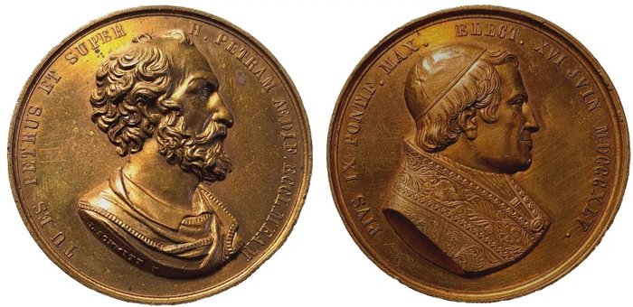 Vatikanstaten. Pio IX (1846-1870). Bronze medal ANNO I (16/06/1846) per l'elevazione al soglio pontificio. Opus Luigi Schmitt  (Ingen mindstepris)