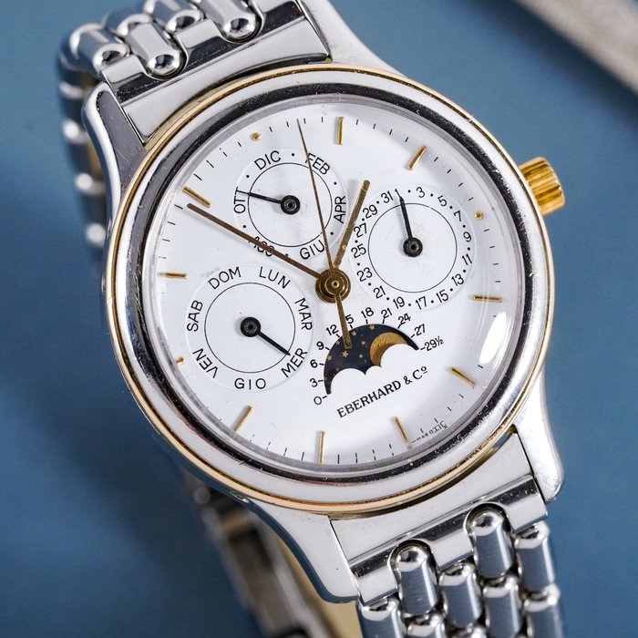 Eberhard  Co. - Quantieme Royal Triple Date and Moonphase White Dial Two Tone - 32006 - Mænd - 1990-1999