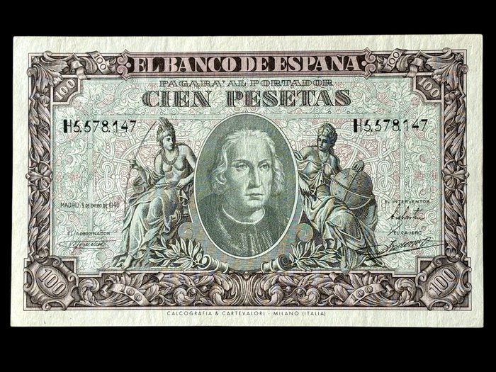 Spanien. - 100 Pesetas 1940 - (B046) - Pick 118  (Ingen mindstepris)