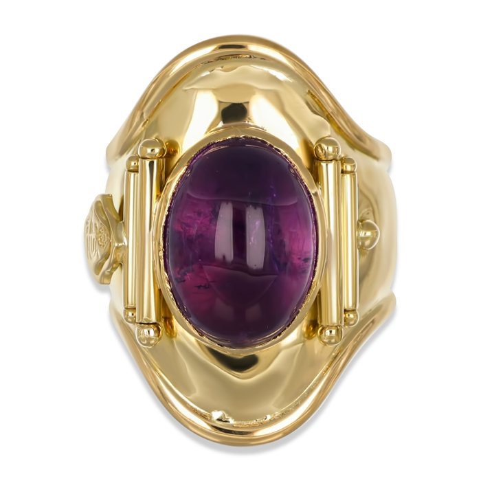 Ring - 18 kraat Gulguld -  7.00ct. tw. Ametyst