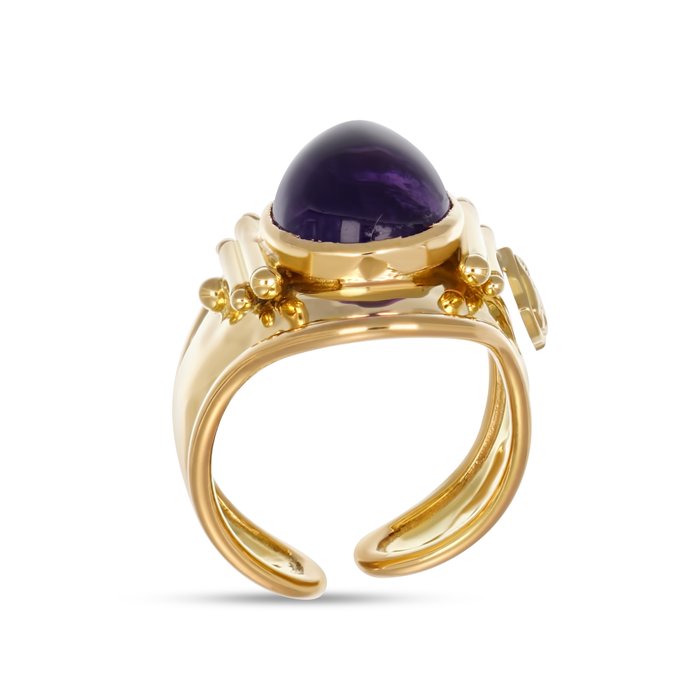 Ring - 18 kraat Gulguld -  7.00ct. tw. Ametyst