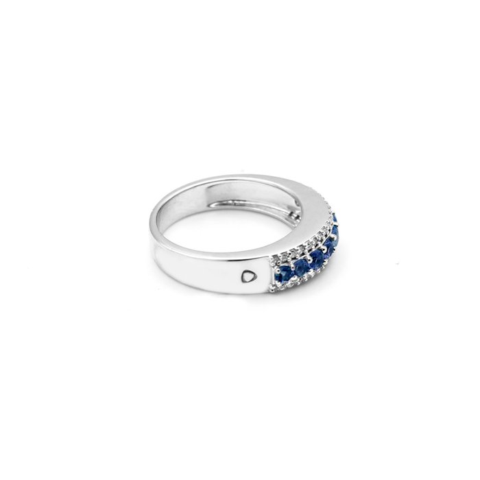 Ring - 18 kraat Hvidguld Diamant (Natur)  - Safir