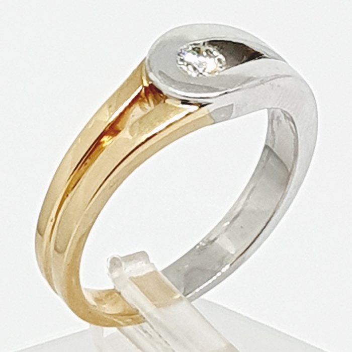 Ring - 18 kraat Gulguld, Hvidguld -  0.15ct. tw. Diamant (Natur)