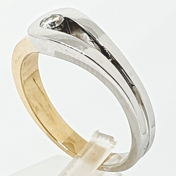 Ring - 18 kraat Gulguld, Hvidguld -  0.15ct. tw. Diamant (Natur)