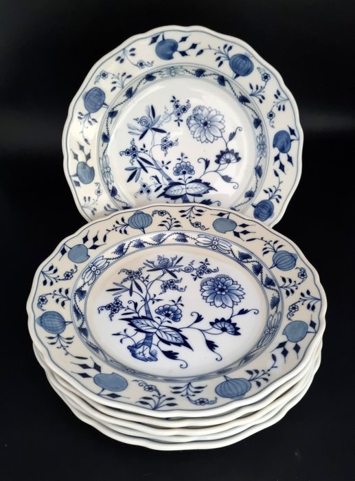 Meissen - Bordservice - Løgmønster 6 x middagstallerkener ca 25cm. - Porcelæn