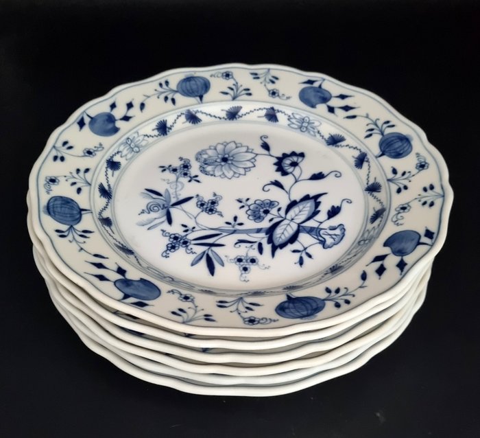 Meissen - Bordservice - Løgmønster 6 x middagstallerkener ca 25cm. - Porcelæn