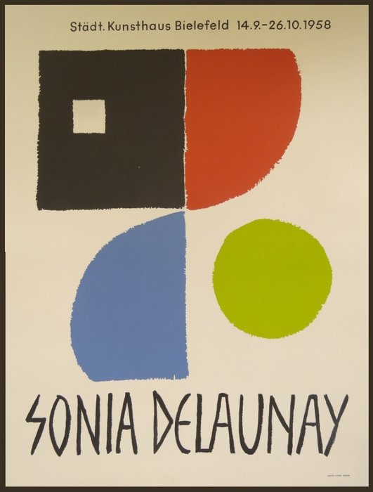 Sonia Delaunay - Affiche originale lithographique d'exposition - Städt Kunsthaus Bielefeld - 1958