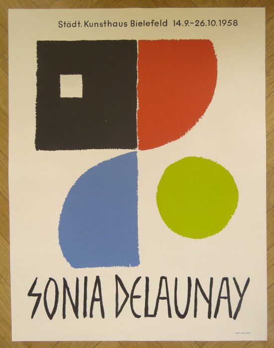 Sonia Delaunay - Affiche originale lithographique d'exposition - Städt Kunsthaus Bielefeld - 1958