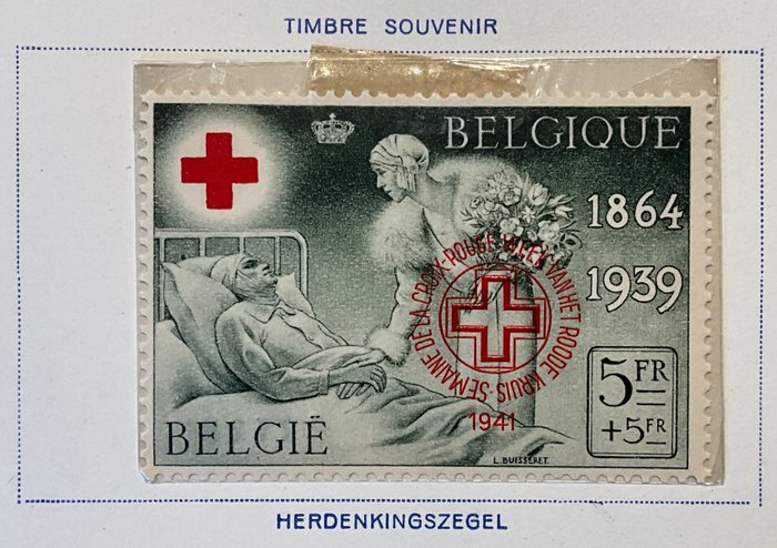 Belgien 1941 - Stor frimærkesal - Røde Kors Uge - Kort med stempel - 582B