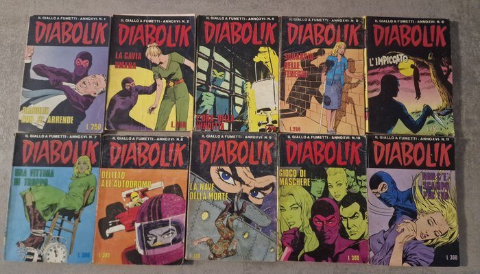 Diabolik nn 1/26 - nn 1/24 - complete - anno XVI - XVII - 50 Comic - Første udgave