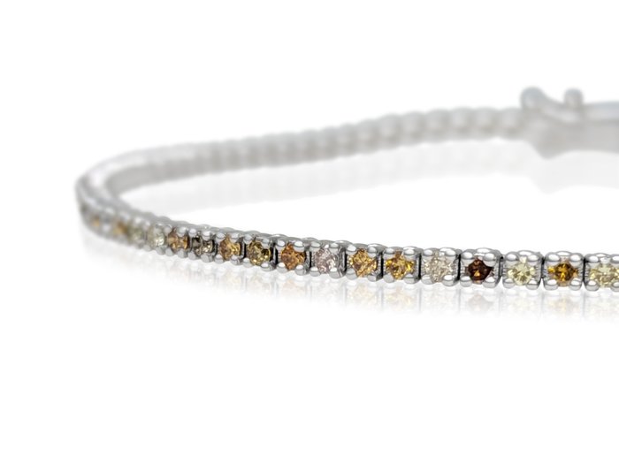 Ingen mindstepris - Armbånd - 14 karat Hvidguld -  1.11ct. tw. Gul Diamant (Naturfarvet)