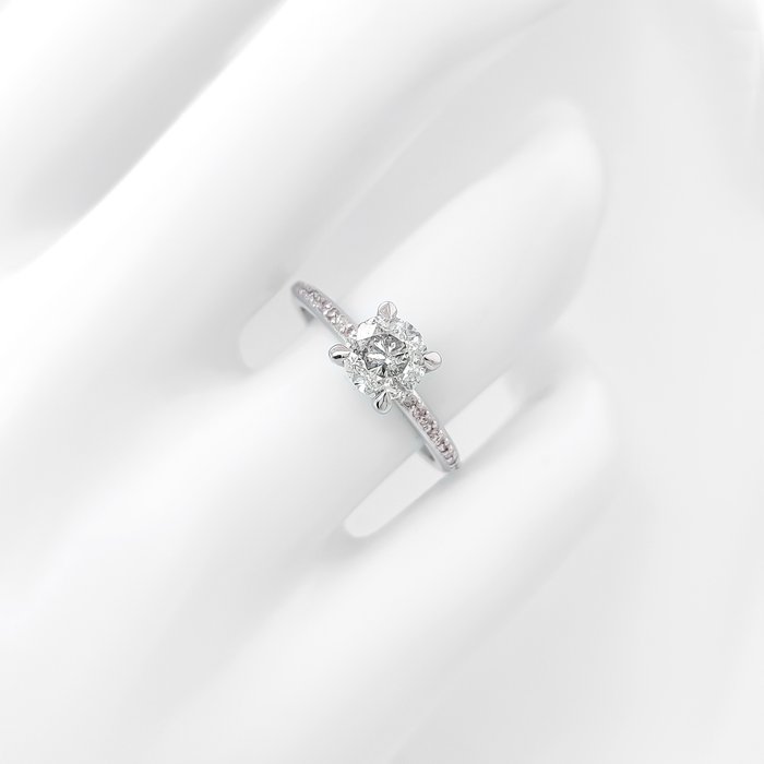 Ring - 14 karat Hvidguld -  1.12ct. tw. Diamant (Natur) - Diamant