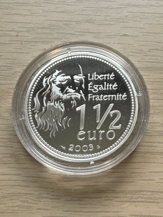 Frankrig. 1 1/2 Euro 2003 - Mona Lisa - 22,2g Polierte Platte  (Ingen mindstepris)