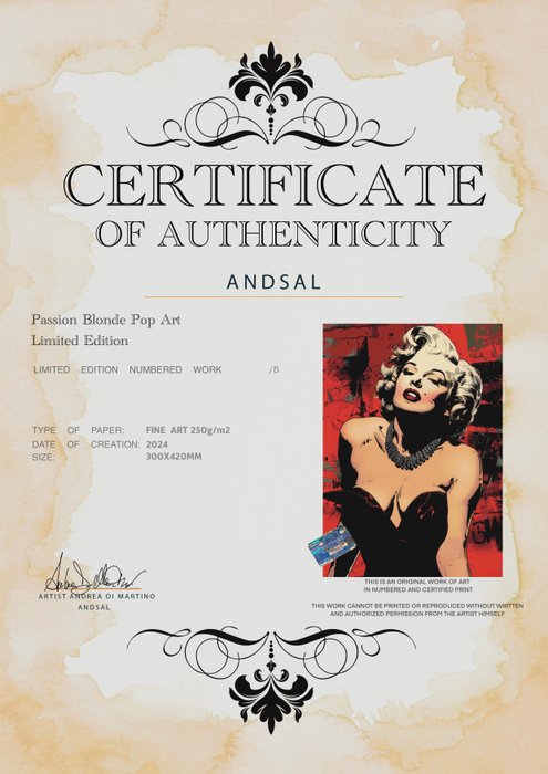 Andrea Di Martino ANDSAL 1991 - Passion Blonde Pop Art Limited Edition