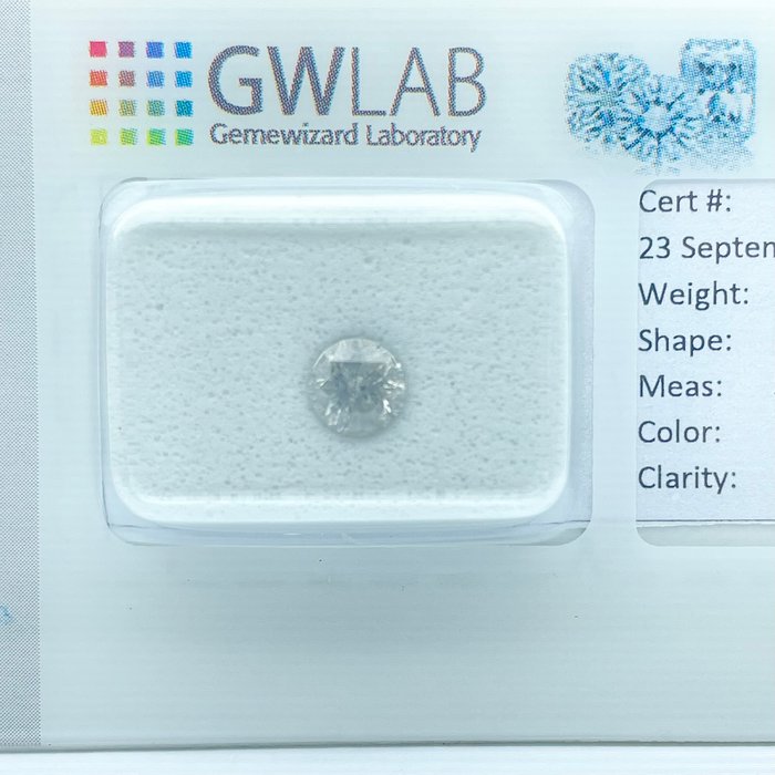 Ingen mindstepris - 1 pcs Diamant  (Natur)  - 0.52 ct - Rund - H - I2 - Gemewizard Gemological Laboratory (GWLab)