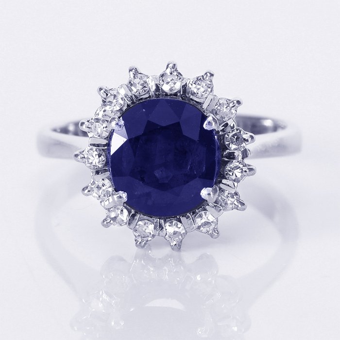 Ingen mindstepris - Ring - 18 kraat Hvidguld -  2.49ct. tw. Safir - Safir - Huscertifikat