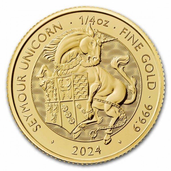 Storbritannien 2024 1/4 oz £25 GBP Royal Tudor Beast Seymour Unicorn Gold Coin BU