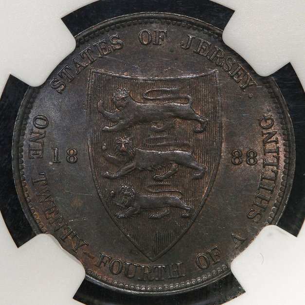 Jersey (Kronbesiddelse). Victoria. 1/24 Shilling 1888 - NGC MS 63 BN