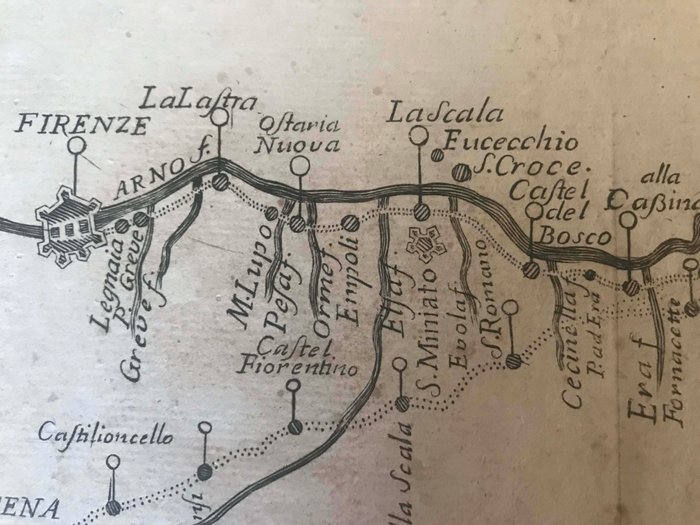 Europa - Italien; Francesco De Caroly - Viaggio da Firenze a Livorno sono Poste 8 Miglia 62. Da Pisa a Siena Poste 7 - 1781-1800