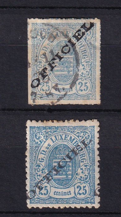 Luxembourg 1875/1879 - kyst 2200€, servicemærker inklusive oversøisk - Yvert n°6a  et 30