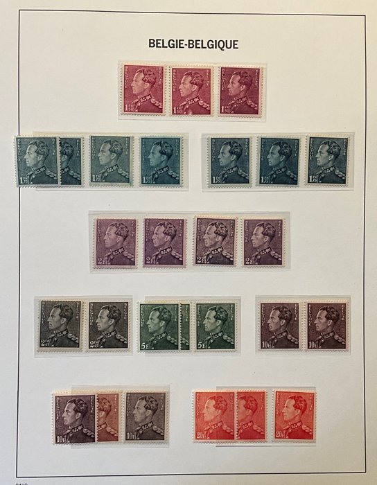 Belgien 1936 - Poortman Complete Series med yderligere nuancer - OBP 429/435 - OBP + 1.900 EUR - ZONDER RESERVEPRIJS