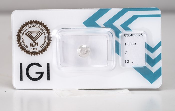 1 pcs Diamant  (Natur)  - 1.00 ct - Rund - G - I2 - International Gemological Institute (IGI)