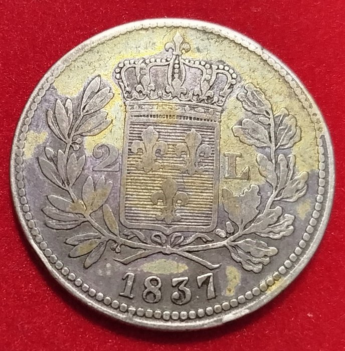 Italien, Hertugdømmet Lucca. Carlo Ludovico di Borbone (1824-1847). 2 Lire 1837  (Ingen mindstepris)