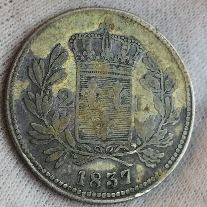 Italien, Hertugdømmet Lucca. Carlo Ludovico di Borbone (1824-1847). 2 Lire 1837  (Ingen mindstepris)