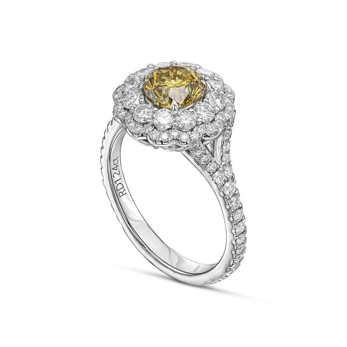 Statement-ring - 18 kraat Hvidguld -  2.31ct. tw. Gul Diamant (Naturfarvet) - Diamant