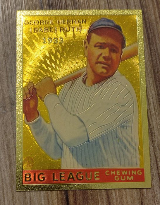 Baseball 24K Gold Honus Wagner, Babe Ruth, Joe Di Maggio, Mickey Mantle - 18 Card - Næsten så god som ny (NM)