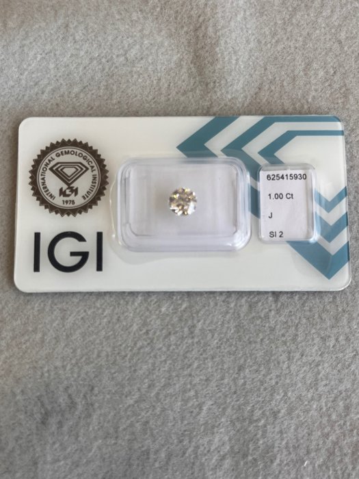 1 pcs Diamant  (Natur)  - 1.00 ct - Rund - J - SI2 - International Gemological Institute (IGI)